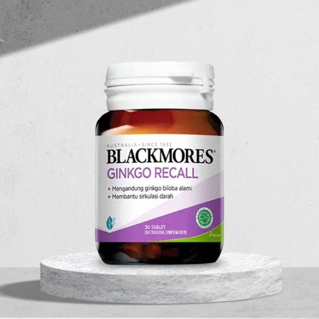 BLACKMORES GINKGO RECALL BPOM KALBE - 30 TAB Suplemen Peningkat Daya Ingat, Konsentrasi Dan Demensia